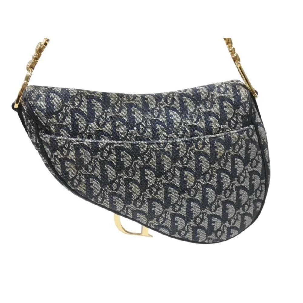 Dior Trotter Bag One Shoulder Saddle Hobo Christian Navy Galliano Blue - Picture 4 of 10